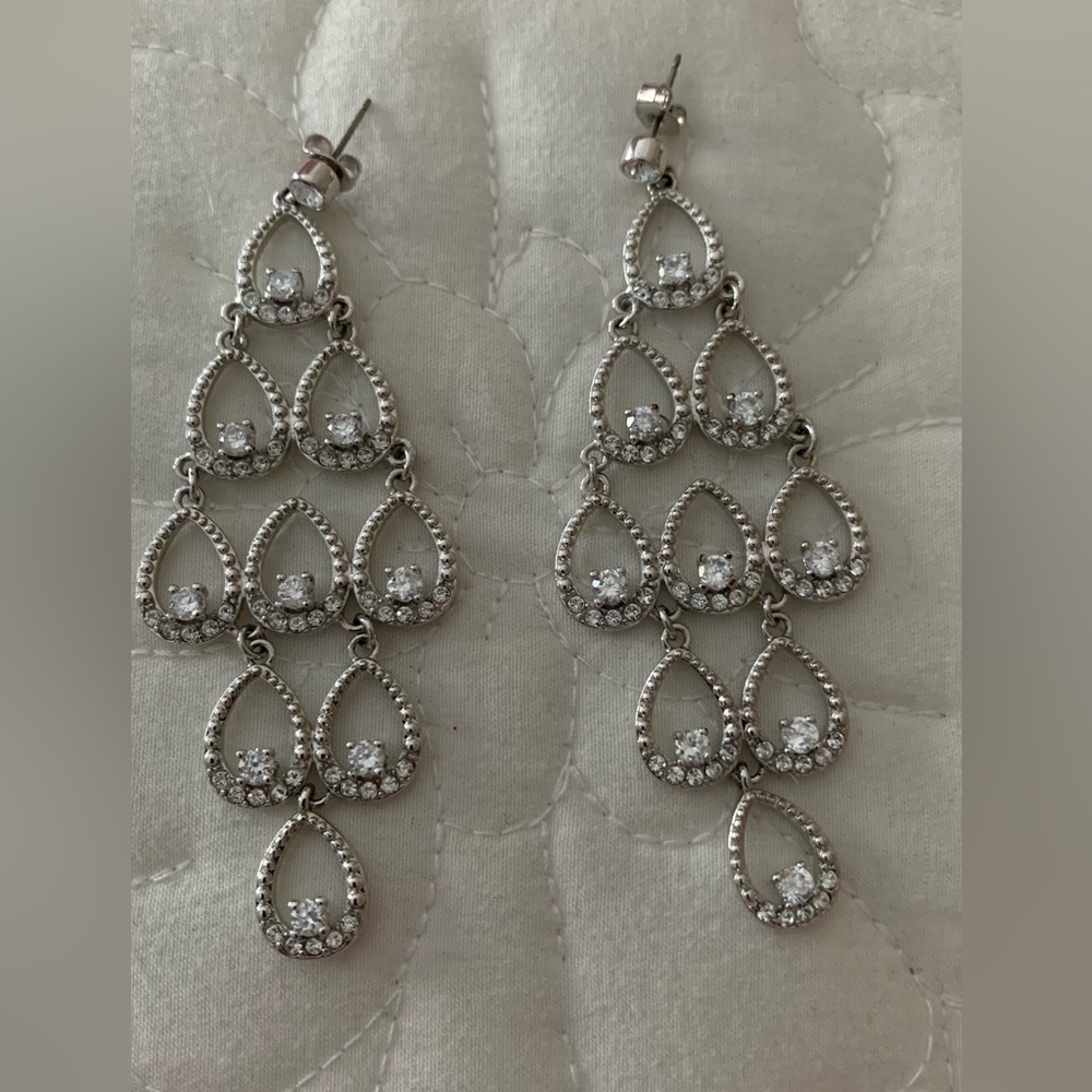 Elegant Silver Chandelier Earrings